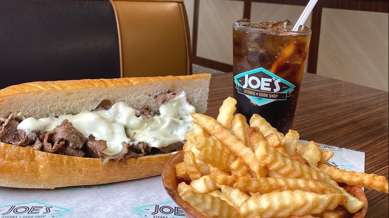Cheesesteak, fries & soda at Joe's Steaks + Soda Shop