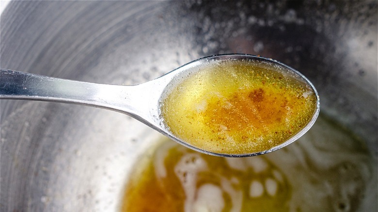 Spoon with browning butter 