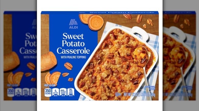 Sweet potato casserole on white background