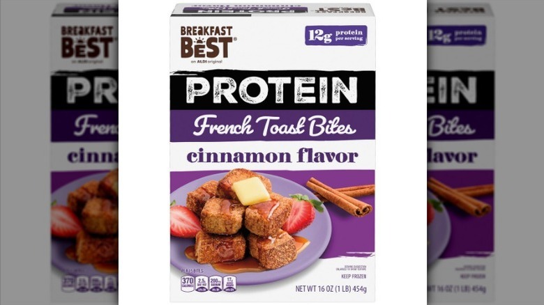 French toast bites on white background