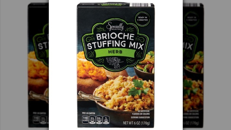 Brioche herb stuffing mix on white background