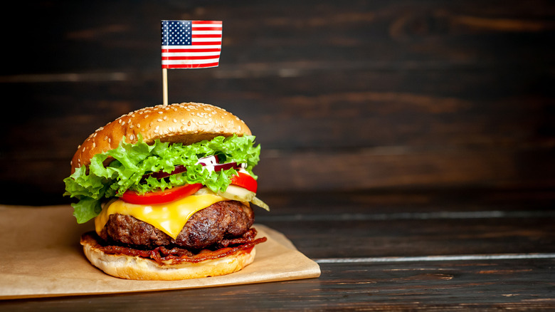 american flag in burger