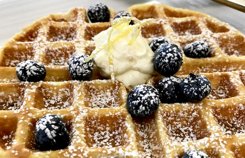 Lemon Ricotta Waffle With Mascarpone and Blueberries