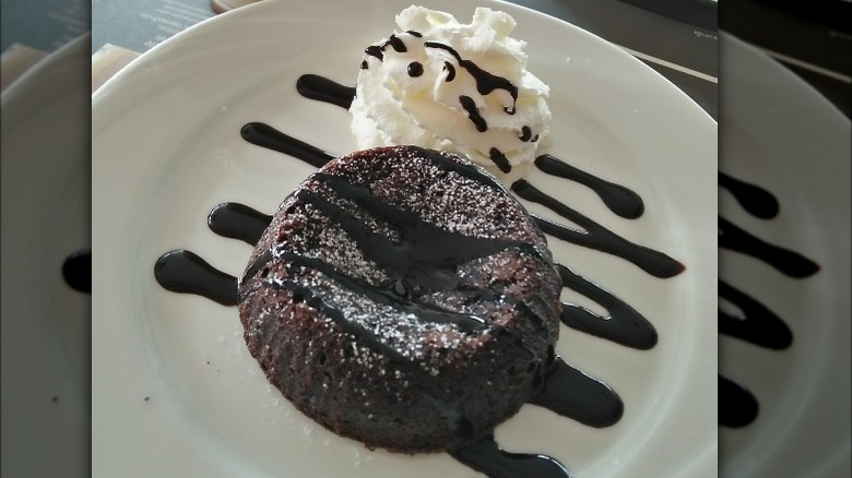 Lava cake and whipped cream