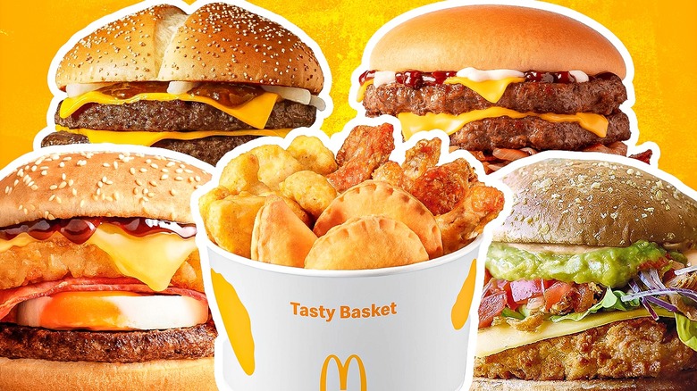 McDonald's tasty basket and burgers