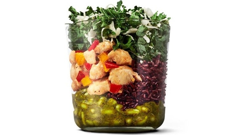 Glass jar with salad