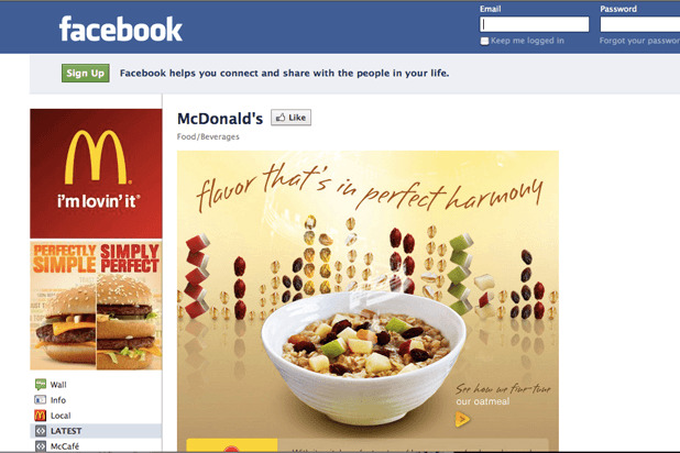 McDonald&apos;s Facebook page.