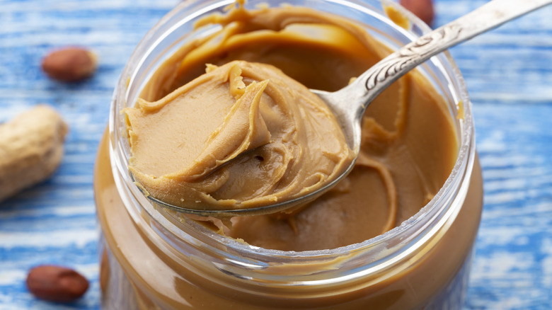 open jar of peanut butter