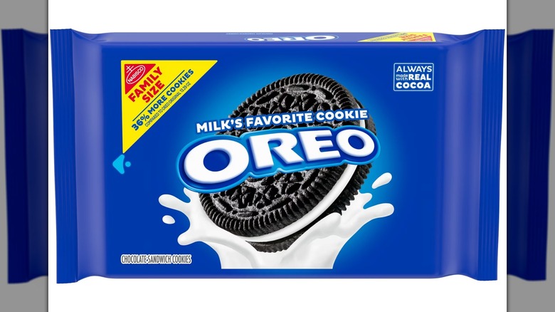 A family size pack of Oreo Chocolate Sandwich Cookies on a white background