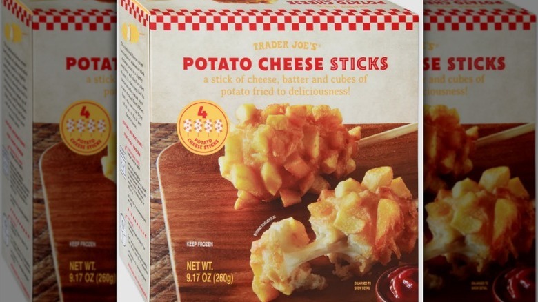 Potato cheese sticks box on white background
