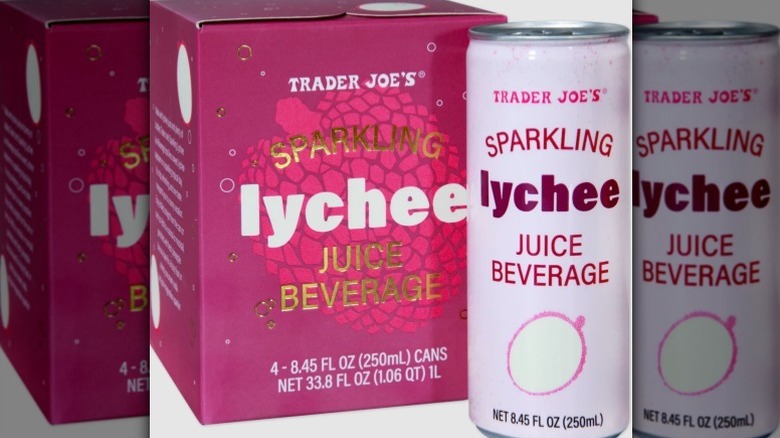 Lychee sparkling drink on white background