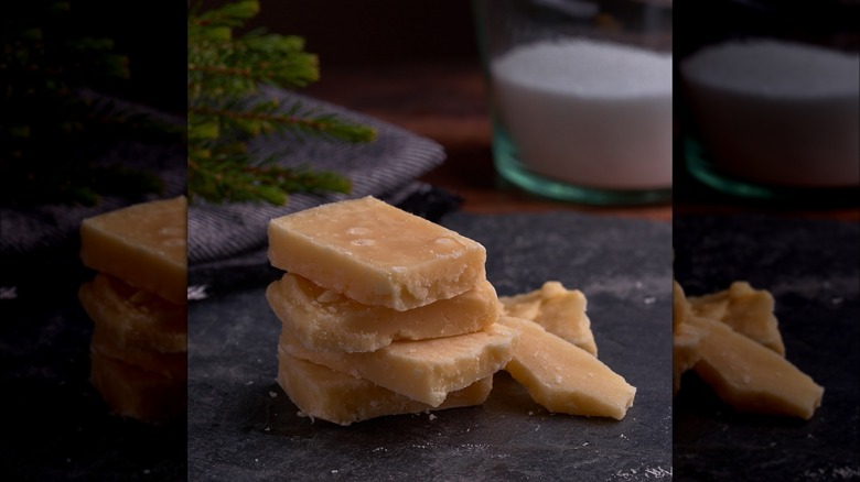 Scottish tablet on black slab