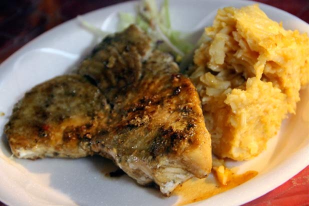 Grilled Blue Marlin with Macaroni Pie