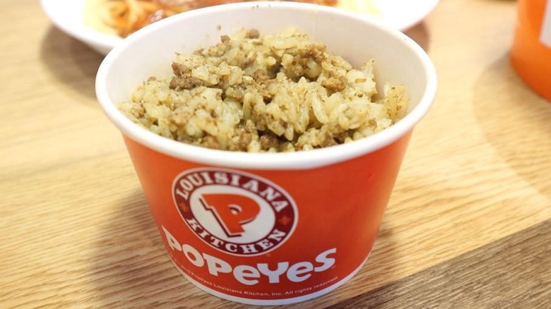 Popeyes Cajun Rice with fork