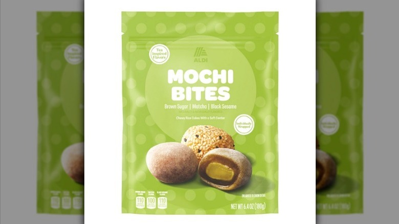 Mochi bites on white background