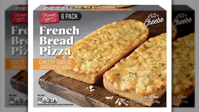 French bread pizza on white background