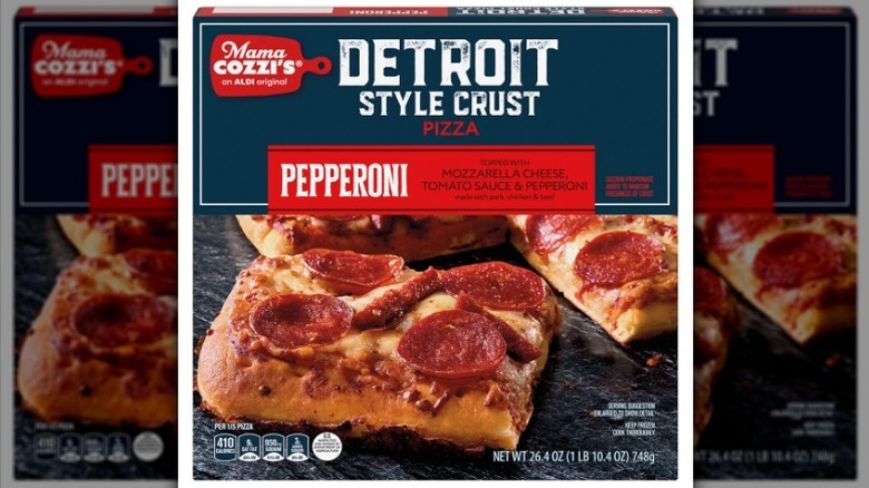 Mama Cozzi's Detroit pizza on white background