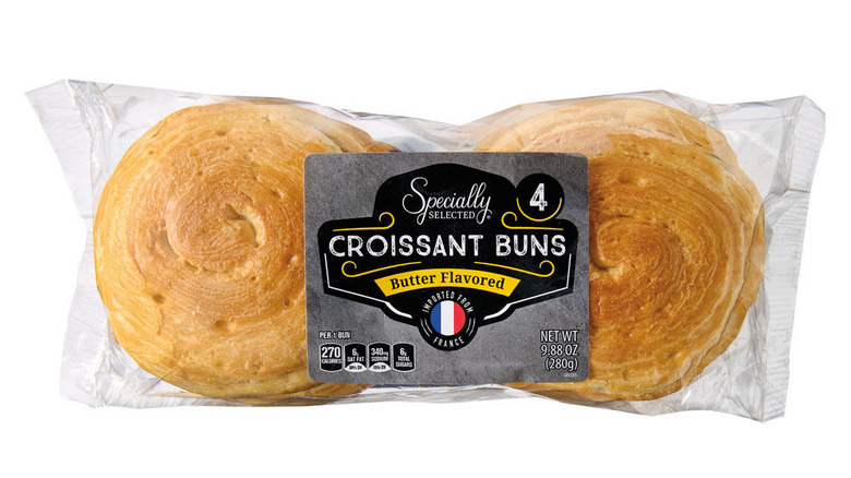 Croissant buns on white background