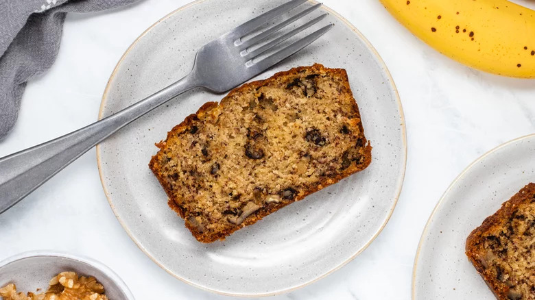 slice of banana walnut bread