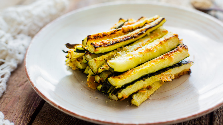 Roasted sliced zucchini