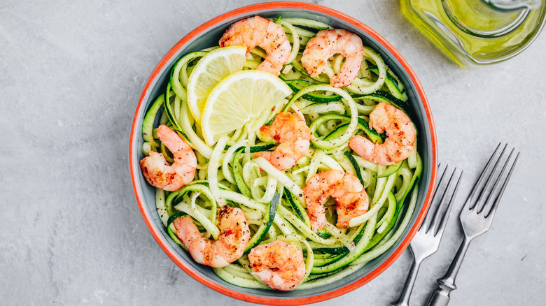 Zoodles with shrimp
