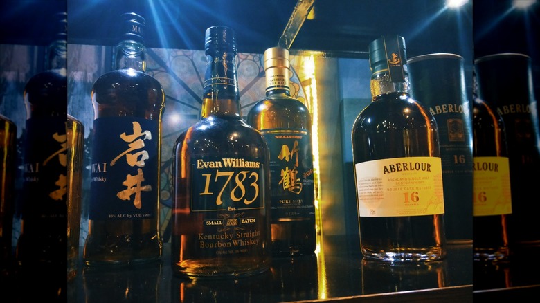 Bourbon whiskey in a liquor store.