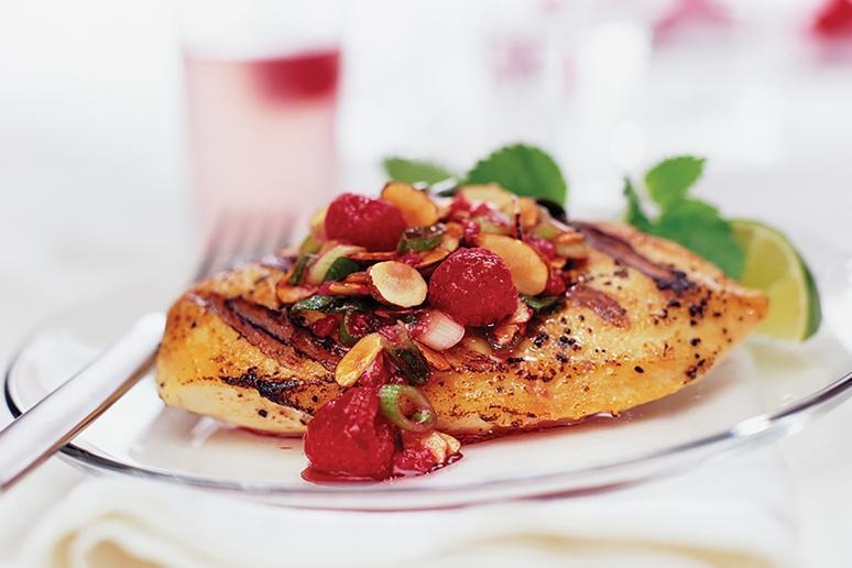 Grilled Chicken With Almond and Raspberry Relish