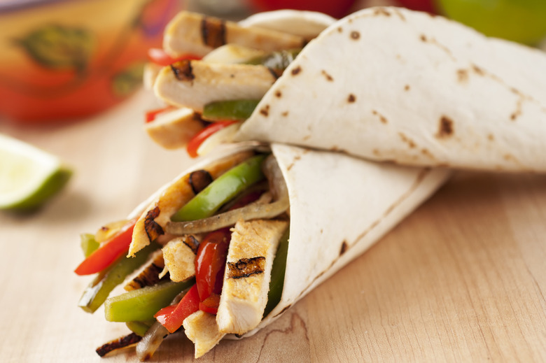 Grilled Chicken, Avocado, Rice, and Cheddar Burrito