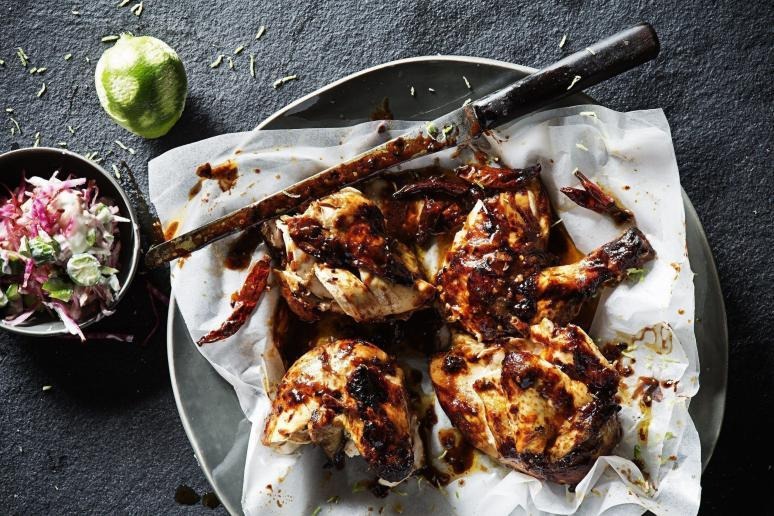 Spatchcock Grilled Chicken With Beetroot Slaw