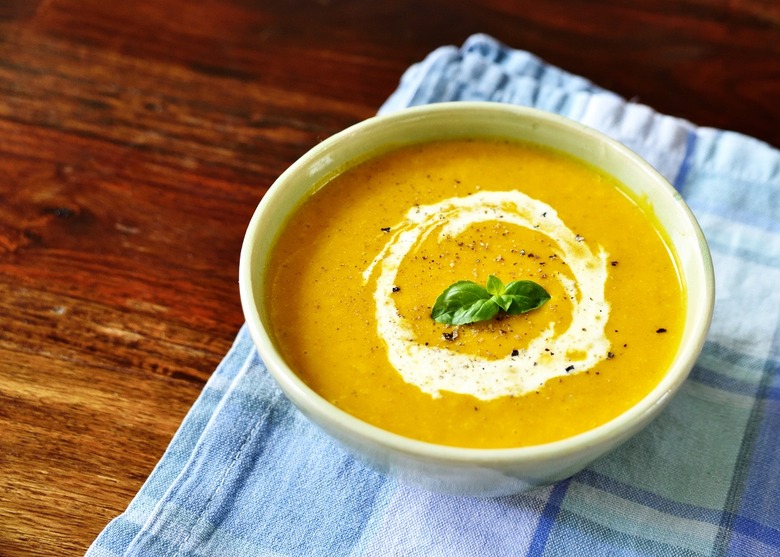 Slow Cooker Curried Cauliflower Coconut Soup - Meatless Mondays