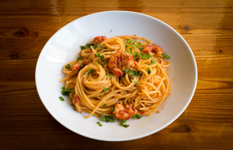 Spaghetti with Cajun Cream Sauce & Shrimp