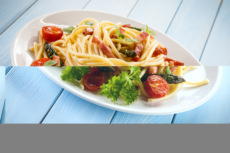 Spaghetti with Shaved Asparagus and Pancetta