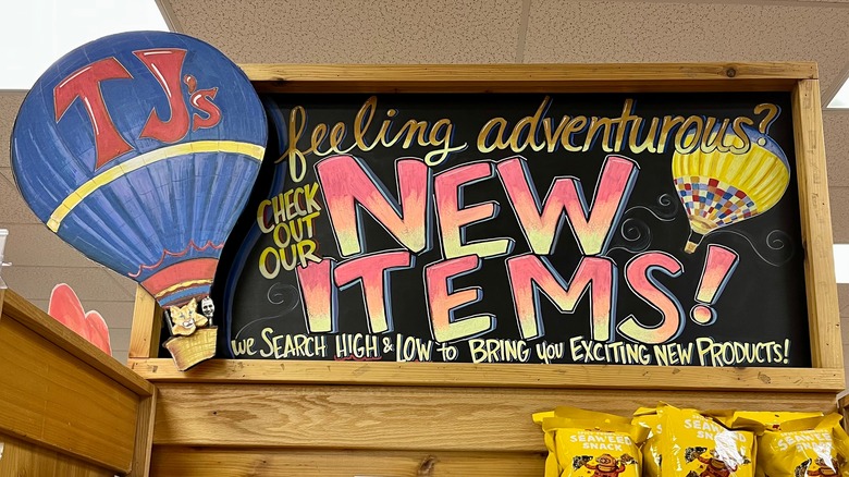 New items sign at Trader Joe's