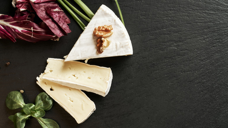 Wedge of brie cheese