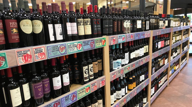 Wine bottles at Trader Joe's
