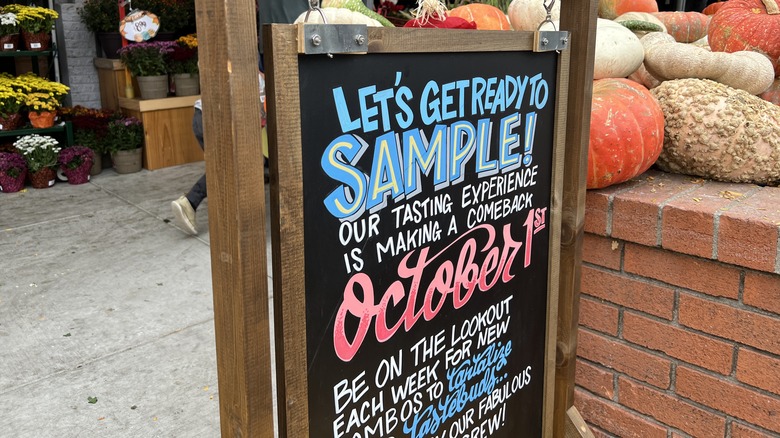 Free samples sign outside Trader Joe's