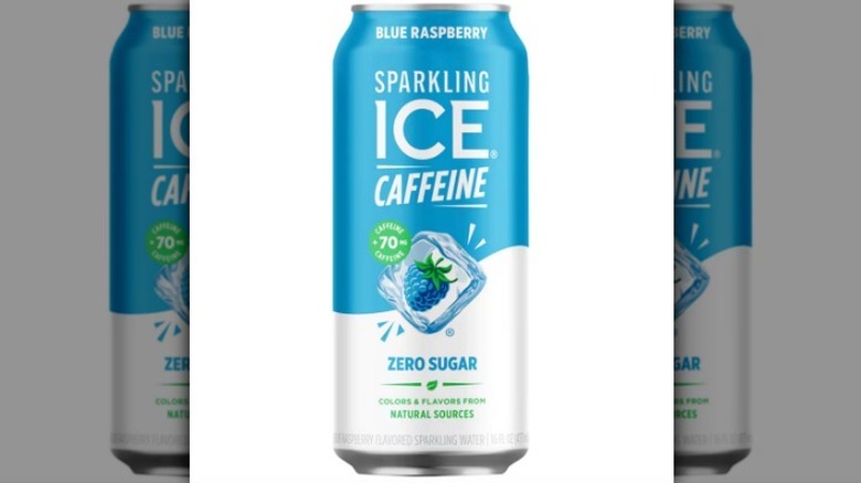 Blue raspberry Sparkling Ice Caffeine on white background