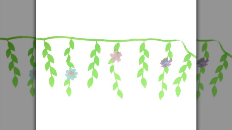 Spring fling floral leaves banner on white background