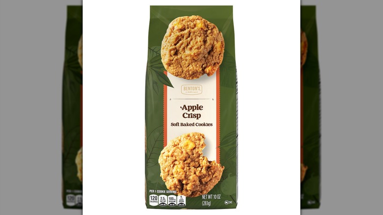 A bag of Benton's Apple Crisp Soft Baked Cookies on a white background