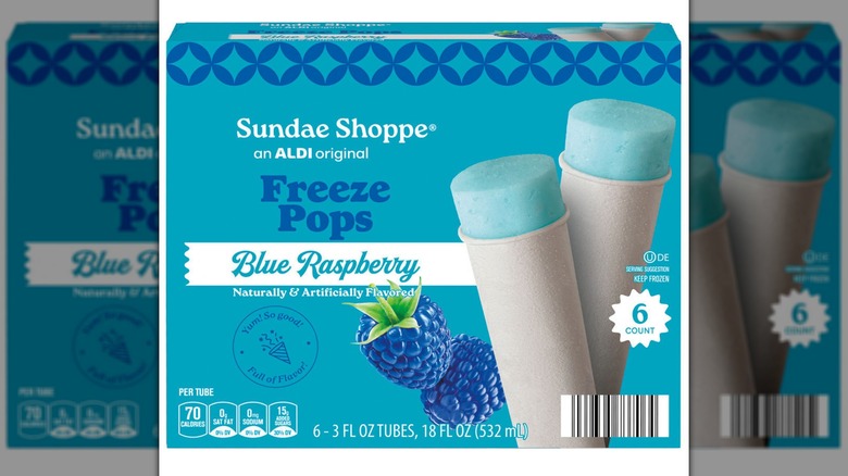 A box of Sundae Shoppe Blue Raspberry Freeze Pops on a white background