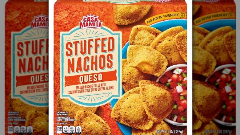 Stuffed nachos on white background