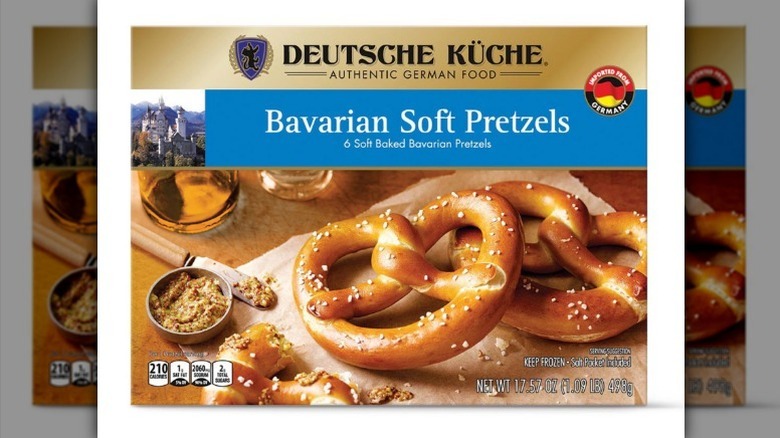 Soft pretzels on white background