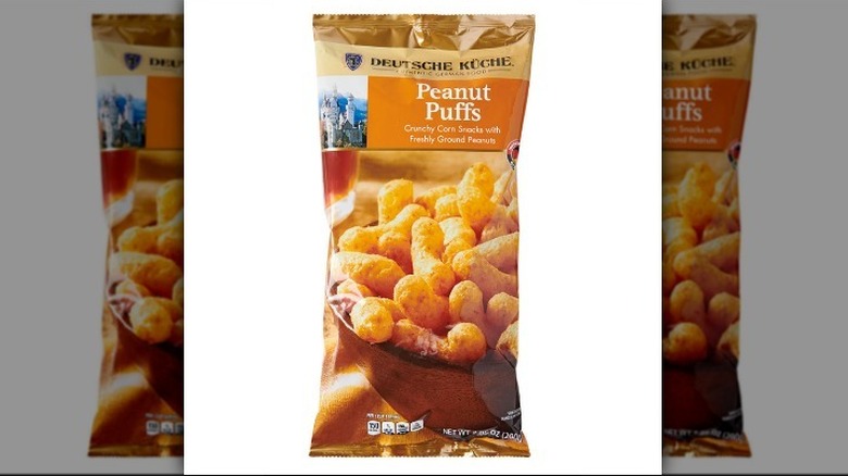Peanut puffs on white background