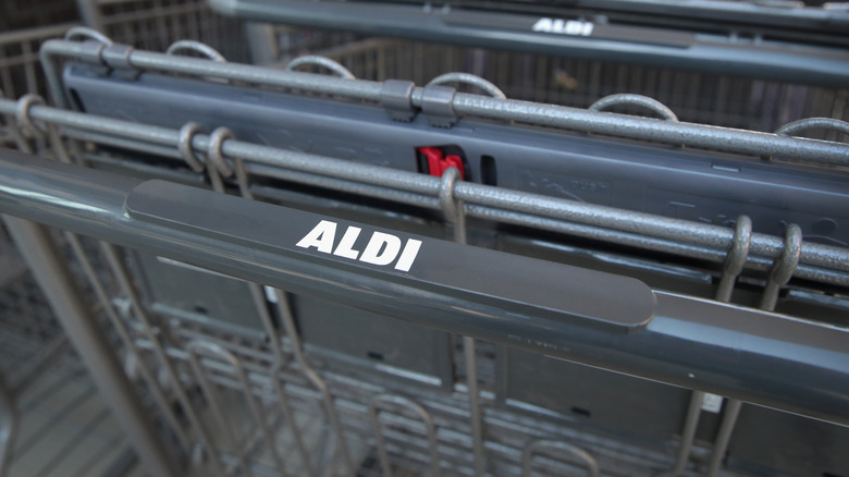 Close up of Aldi shopping carts
