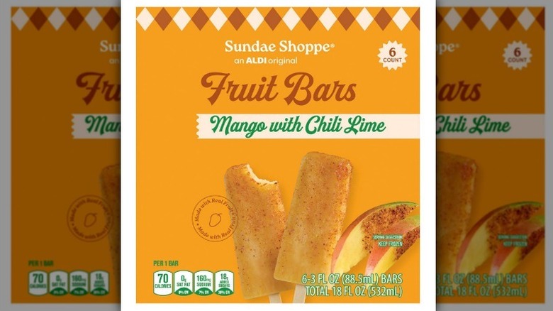 Mango chili fruit bars on white background