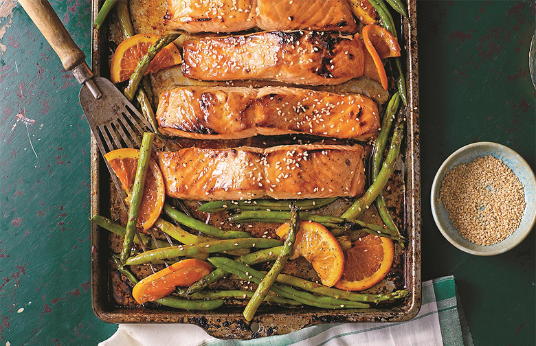 Honey-Soy Glazed Salmon With Veggies and Oranges