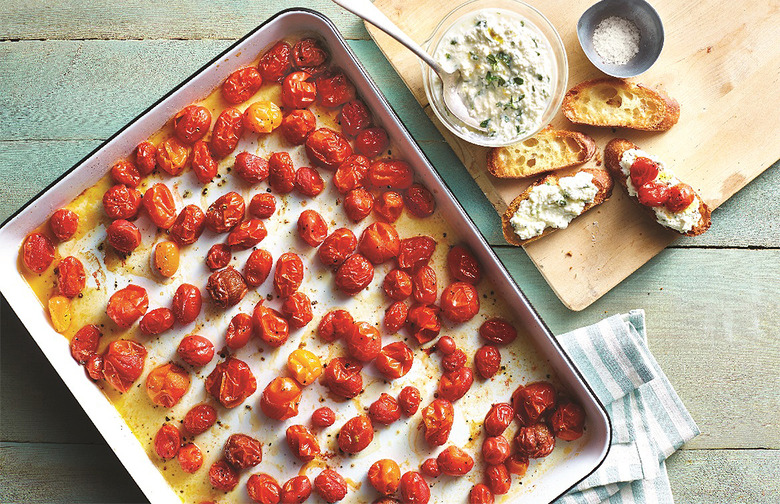 Lemony Herbed Ricotta and Roasted Tomato Bruschetta