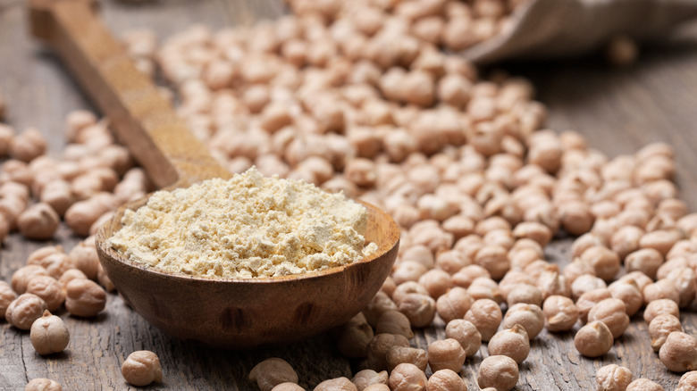 chickpea flour and spoon