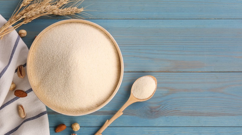 bowl of semolina flour