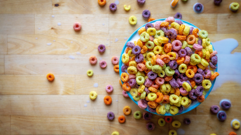 Bowl of Fruit Loops cereal